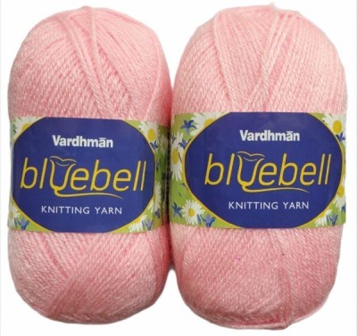 RCB Vardhman Bluebell Baby Pink 200 GM (1 Ball, 100 GM Each)Wool Ball Hand Knitting Wool/Art Craft Soft Fingering Crochet Hook Yarn, Needle Acrylic Knitting Yarn Thread Dyed Shade No-2