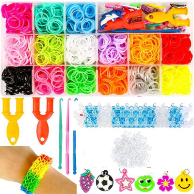 QWICK CLICK Rainbow Rubber Bands Bracelet Making Kit with Loom Bands Storage Container