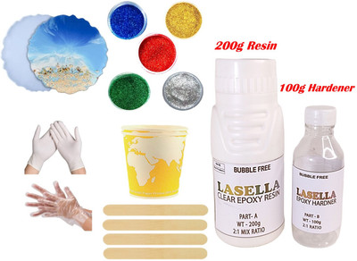 Lasella Glass Finish with Epoxy Resin and Hardener Art Kit with materials Resin Art Medium(300 ml)