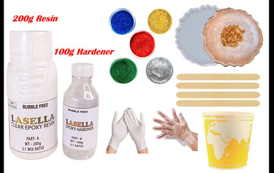 Lasella Epoxy Resin and Hardener Art Coaster Making Kit 300gm Resin Art Medium(300 ml)