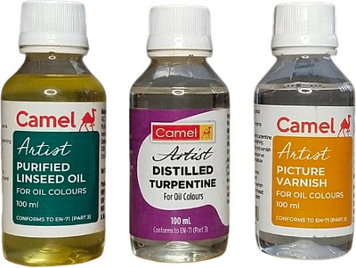 Camel LINSEED OIL, DISTILLED TURPENTINE,PICTURE VARNISH Oil Medium(100 ml)