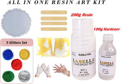 Lasella Smooth Transparent Epoxy Resin and Hardener Art Diy kit Resin Art Medium(300 ml)