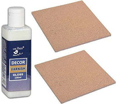 LITTLE BIRDIE Decor Varnish 100ml - Gloss & MDF Coaster Square 2pcs (Pack of 1) Gloss Varnish(100 ml)