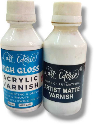 L'art Coterie Acrylic Painting Varnish, High Gloss & Matte Finish (125mlX2) Gloss Varnish(250 ml)