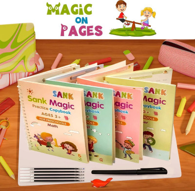 DD Enterprises Sank Magic Books For Kids With 10 Refills ,1 Pen And Erasable 4 Set Of Practice