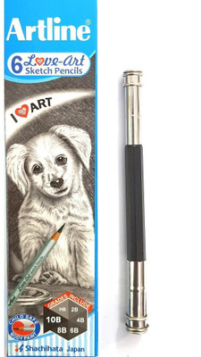 SHOP UNKLE ARTLINE DRAWING PENCIL SET WITH TWIN HOLE PENCIL EXTENDER COMBO FOR ARTISTS