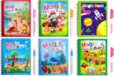 Klick Buy Reusable Magic Water Book with Magic Pen for Kids (Pack of 6)
