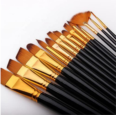 Preeti Enterprises Artists, Painting Brushes Set of 12(Set of 12, Gold, Brown, Black)