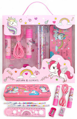 AMANVANI Unicorn Stationery Kit for Girls, Educational Learning Stationery Set for Kids