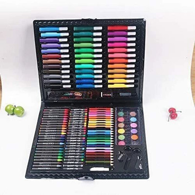 ROMJ Painting Set Color Pencils with Portable Art Box-Drawing kit 150Pc, Black