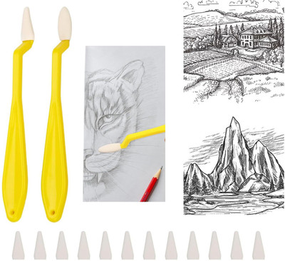 Qalam Kaari Sketch Eraser with 2 Palette Knife Pack of 20 Erasers Sketch Wipe Scrapers