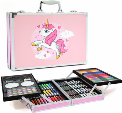 Aditi Toys Art Drawing Set 155 Piece Suitcase with Carrying Handle For Boys Girls (Unicorn)