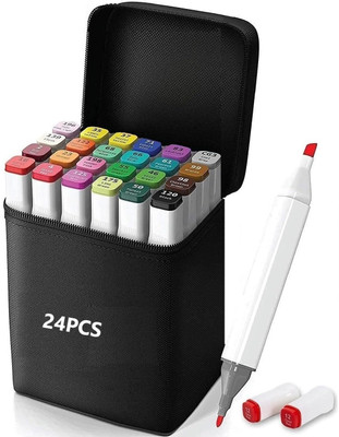 RD ENTERPRICE 24 Pcs Dual Tip Marker Pen Set | Alcohol-Based, Vibrant Colors