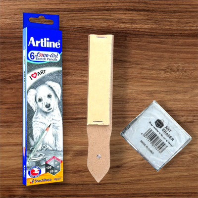 SKYGOLD ARTLINE SKETCHING PENCIL SET , KNEADED ERASER, SAND PAPER SKETCHING KIT COMBO FOR PROFESSIONAL ARTISTS