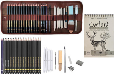 TouchCool 35pc Professional Sketching/Drawing Art Kit + A4 Spiral Sketch Pad (50 Sheets)