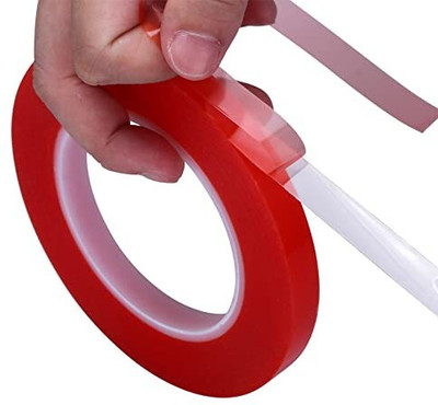 Qalam Kaari Red Double Side Strong Polyster/Acrylic Transparent Tacky Tape 12mm