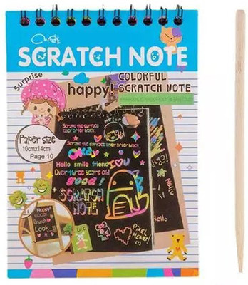 PRIMEFAIR Stationery Scratch Art Notebook Kids Rainbow Kit Drawing Painting Paper Notebook