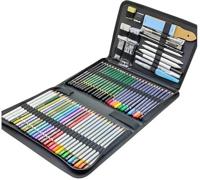 Bluedeal 75 Pcs Sketching and Drawing Professional Art Tool Kit with Zippered Carry Case.