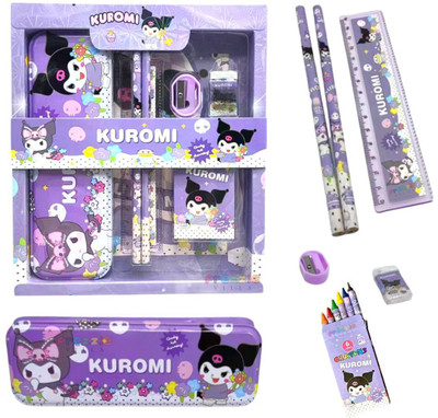 Prezzie Villa 7 in 1 Kuromi School Supplies Kit with Crayons & Pencil Box