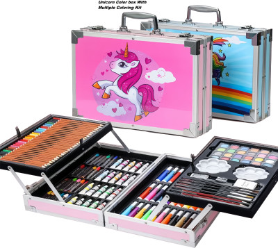 Toxen 145pcs Unicorn Professional Deluxe Art Set, Drawing Kit with Colored Pencils