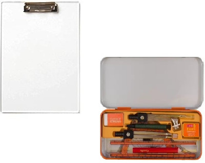 Camlin MATHEMATICAL DRAWING INSTRUMENT BOX WITH S572 TRANSPOARDARENT EXAM BOARD