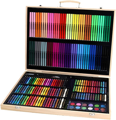 Dajienterprise 251-Piece Painting Set in Wooden Case with Wooden Case Including Wax