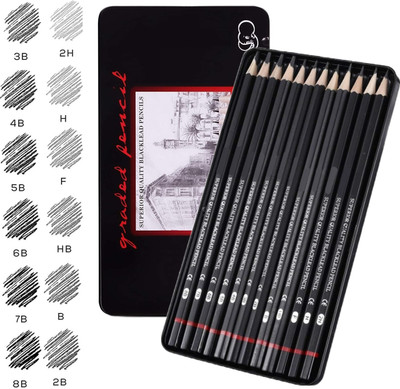 Soucolor Pencil Set 12 Pieces Professional Drawing Sketching Pencil Art Drawing Pencil