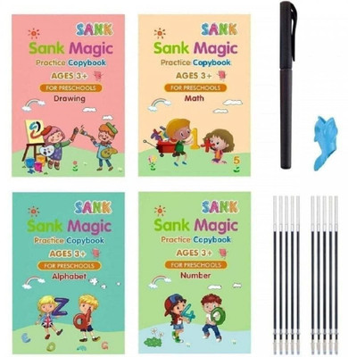 RIMPOO MAGIC BOOK ENGLISH LANGUAGE ALPHABET AND NUMBER 4BOOK+10REFILLS+1PEN+1GRIP-75