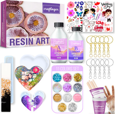 Craftinger DIY Resin Heart Pendant, Bookmark & Coaster Making Kit