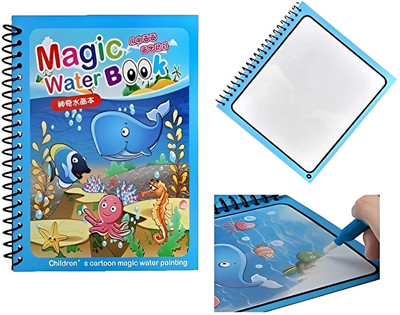Bloombec Magic Water Book for Kids with Magic Pen, Quick Dry & Reusable Coloring Books Water Nib Sketch Pens  with Washable Ink(Set of 1, Multicolor)