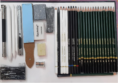 Craftwings Premium Sketching Pencils Drawing Kit 42 Pcs with Zippered Carrying Case .