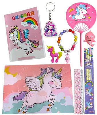 AMANVANI Unicorn Stationery, Combo of 9 Stationery items, Christmas Gift for Girls