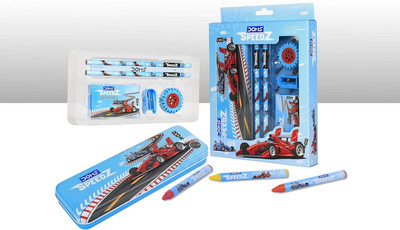 DOMS Big Speedz Stationery Kit – Pen, Pencil, Eraser, Sharpener & Scale for Kids