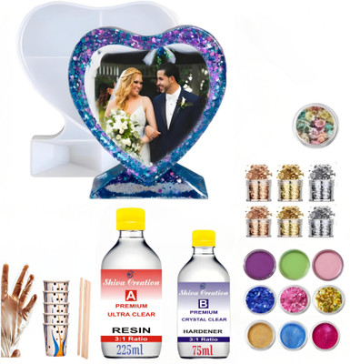 Shiva Creation Resin Art Heart-Shap Photho Frame With 300ML Resin And Pigments
