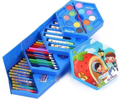 Mavin Colours Set For Kids | Drawing Kit 46 Pc Color Tools & Art Accessories ||
