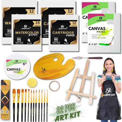 BK BRUSHKART Professional 82 Pc Artist Painting Art Kit For Beginners & Professional
