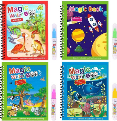 DEVKIN Magic Water Colouring Book for Children Reusable Water Drawing Book (Pack of 3)