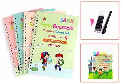 manrish 4 PCS Magic Practice Copybook for Kids, Reusable Magical Ink Practice Books