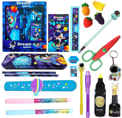 Prezzie Villa 20 pieces Space Theme Art Gift Stationery Combo for Kids
