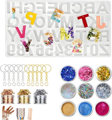 Shiva Creation Art Kit with Alphabate Mould , Keychain & pigment