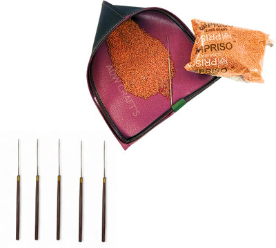 ADW CRAFT'S Bead Loading Pouch for Aari Embroidery with 5 Zardoshi Needles