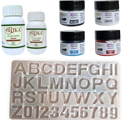 Kayra Enterprise Resin Art Kit : 300 gm Resin set | Alphabet Mould | Pack of 4 opaque pigment