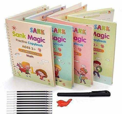 RIMPOO MAGIC BOOK ENGLISH LANGUAGE ALPHABET AND NUMBER 4BOOK+10REFILLS+1PEN+1GRIP-719