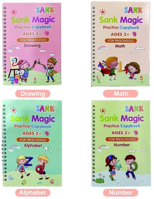 nikhat traders Magic Book For Kids ( 4 Book + 10 Refill + 1 Pen + 1 Grip )