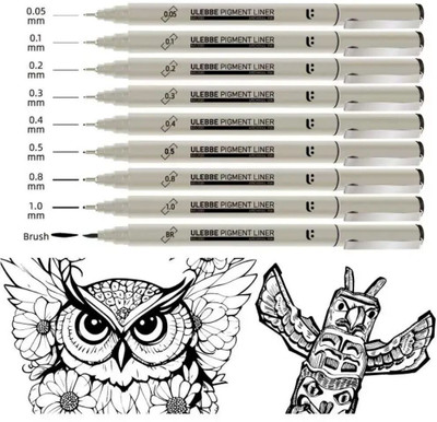 Wynhard 9 Pcs Fineliner Pen Black Micro Pen for Drawing Sketch Pens Fine Liner Pen