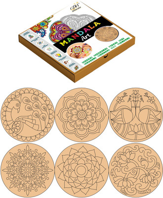 GiftDenaHai Mandala Art DIY Coaster Painting Kit - 6 Pre-Marked for Birthday Gift (105)