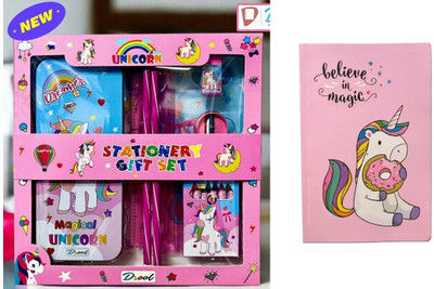 MINDFIT Combo Pack of Stationary Gift Set and Unicorn Theme Diary Birthday Return Gift