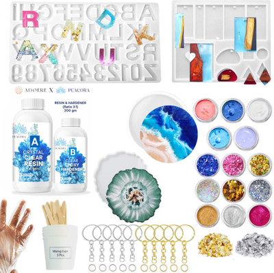 Adoere DIY Resin Art Kit with Mould Resin and Pigments (45 Pcs)