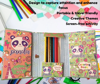 TINZORI 2 in 1 Coloring Book Set & Scratch Pad with Color Pencil & Wooden Stick