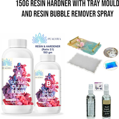 PEACORA 150g resin hardner 2:1 ratio, tray mould, resin bubble remover spray resin kit